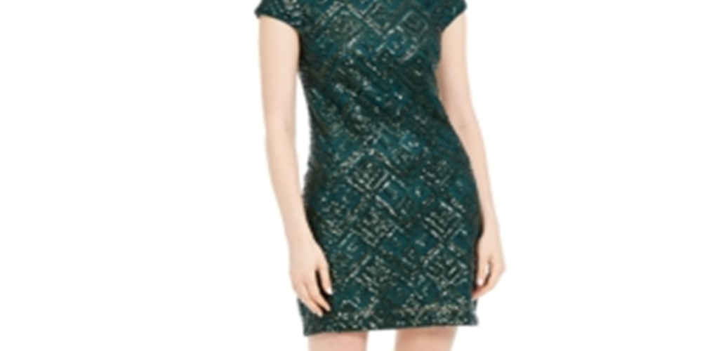 Vince Camuto Women's Short Sleeve Above the Knee Body Con Dress Green Size 4