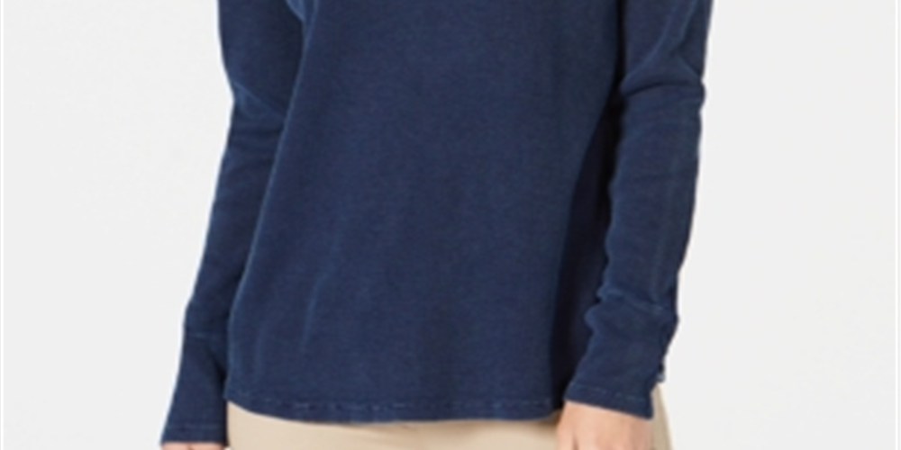 Style & Co Women's Cotton Thermal Top Blue Size Petite Large