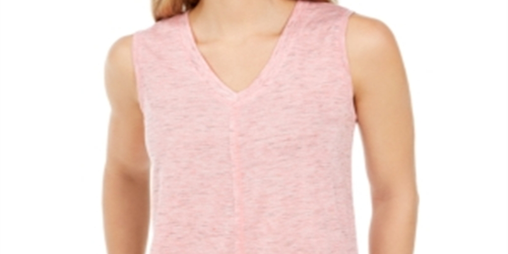 Style & Co Women's V Neck High Low Tank Top Pink Size X-Large