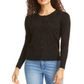 Charter Club Women's Solid Long Sleeve Jewel Neck Button up Sweater Black Size X-Large