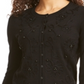 Charter Club Women's Solid Long Sleeve Jewel Neck Button up Sweater Black Size X-Large