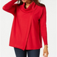 JM Collection Women's Faux Wrap Cowl Neck Sweater Red Size XX-Large