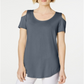 JM Collection Women's Cold Shoulder Swing T-Shirt Blue Size Large