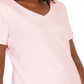 Karen Scott Women's Eyelet Shoulder V Neck Top Pink Size X-Large