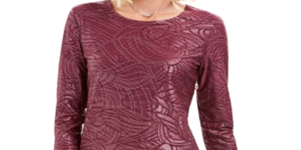 JM Collection Women's Stud Trim Matte Foil Top Purple Size X-Large