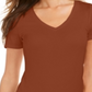 Style & Co Women's V Neck T-Shirt Brown Size XX-Large
