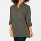 Style & Co Women's Babydoll Tunic Shirt Olive Size Petite S