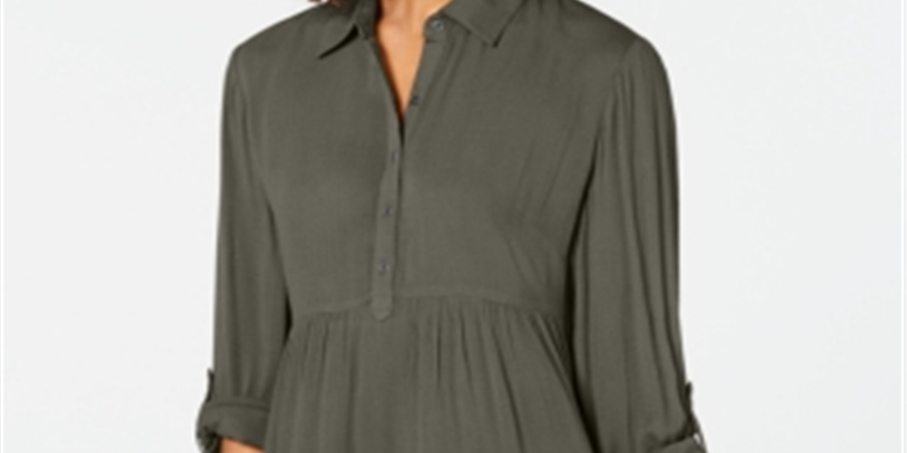 Style & Co Women's Babydoll Tunic Shirt Olive Size Petite S