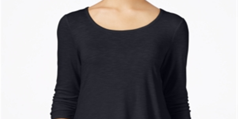Style & Co Women's Ruched Basic T-Shirt Dark Purple Size PP