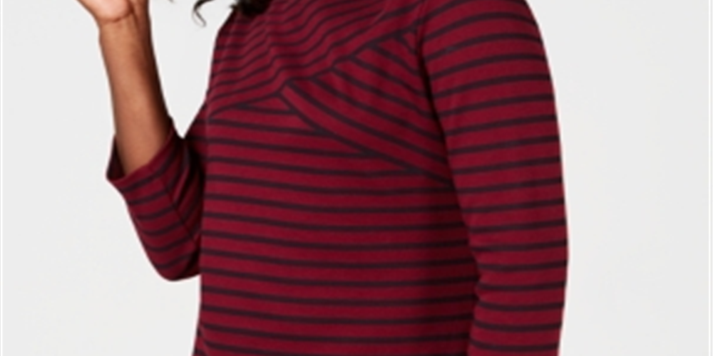 Karen Scott Women's Striped Crossover Top Red Size X-Small