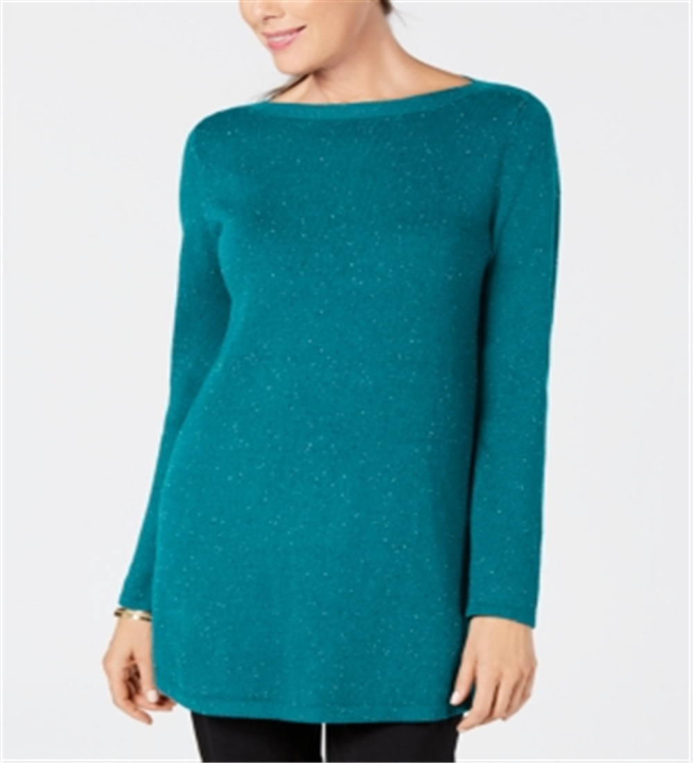 Karen Scott Women's Textured Tunic Sweater Blue Size Small