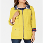 Charter Club Women's Reversible Striped Anorak Yellow Size Large