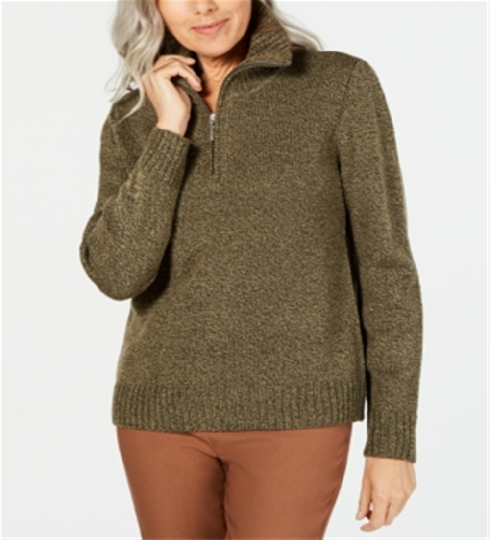 Karen Scott Women's Marled-Knit Sweater Green Size Petite