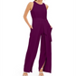INC International Concepts Women's Belted Flyaway Leg Jumpsuit Wine Size 8