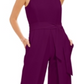 INC International Concepts Women's Belted Flyaway Leg Jumpsuit Wine Size 8