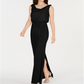 Adrianna Papell Women's Blouson Cowlneck Gown Black Size 18