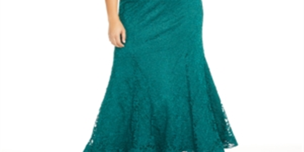 BCX Women's Lace Sleeveless Maxi Fit Flare Evening Dress Green Size 22W