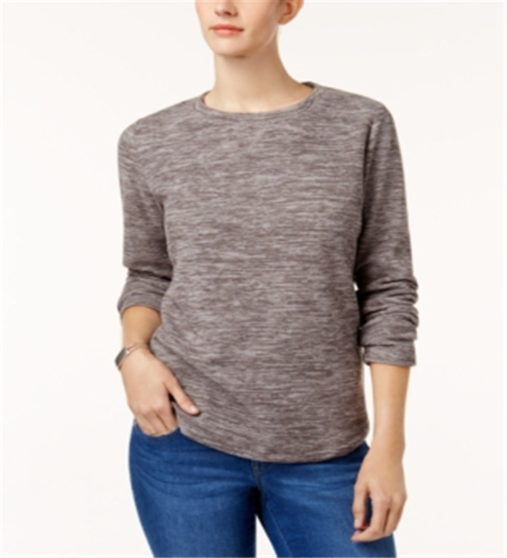 Karen Scott Women's Sport Space Dye Microfleece Top Gray Size Large