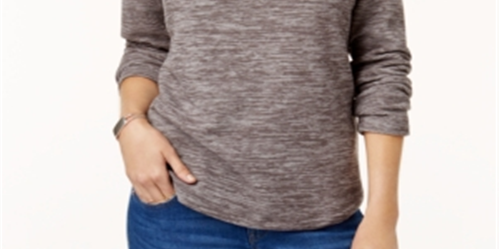Karen Scott Women's Sport Space Dye Microfleece Top Gray Size Large