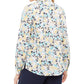 Charter Club Women's Printed Button Front Linen Blend Top White Size Petite X-Large