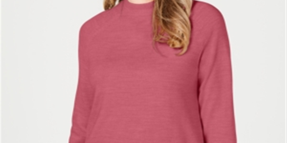 Karen Scott Women's Zip Back Mock Neck Sweater Pink Size Small