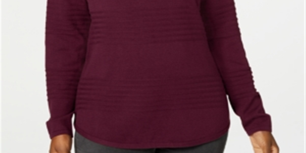 Karen Scott Women's Cotton Ribbed Sweater Wine Size Petite S