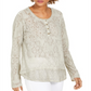 Style & Co Women's Lace Henley Top Gray Size X-Small