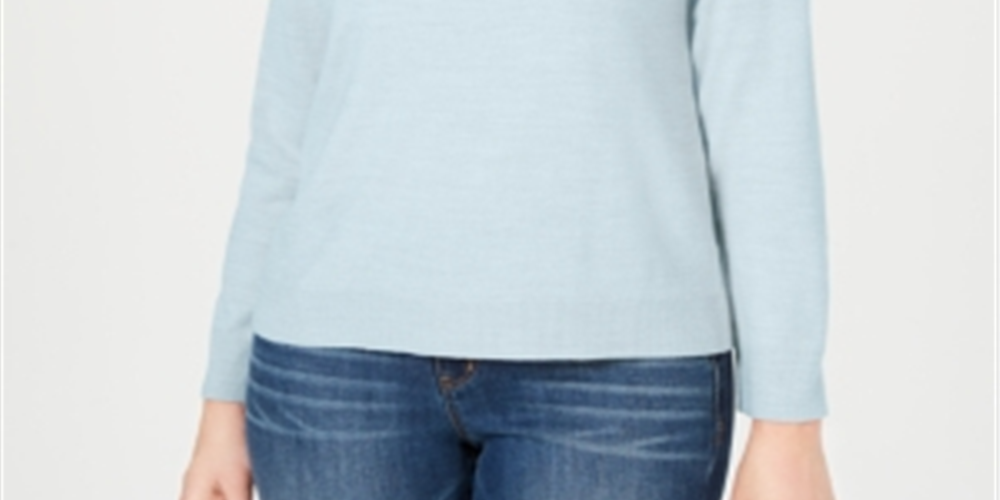 Karen Scott Women's Mock Neck Sweater Blue Size -Petite S
