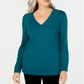 Karen Scott Women's V Neck Long-Sleeve Sweater Green Size Small