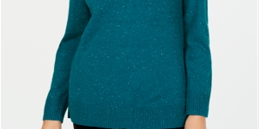 Karen Scott Women's V Neck Long-Sleeve Sweater Green Size Small
