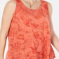 Style & Co Women's Burnout Sleeveless T-Shirt Red Size Small