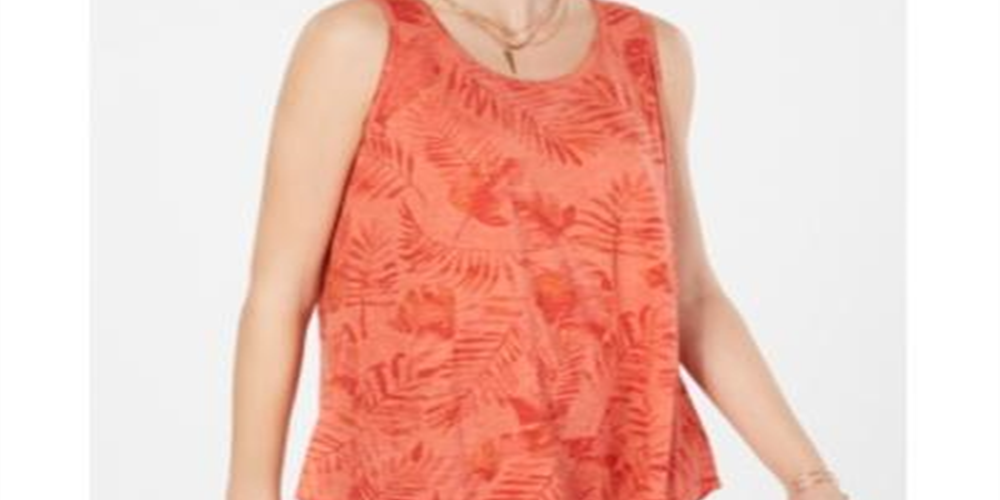 Style & Co Women's Burnout Sleeveless T-Shirt Red Size Small