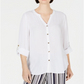 JM Collection Women's Crepon Button Front Blouse White Size Medium