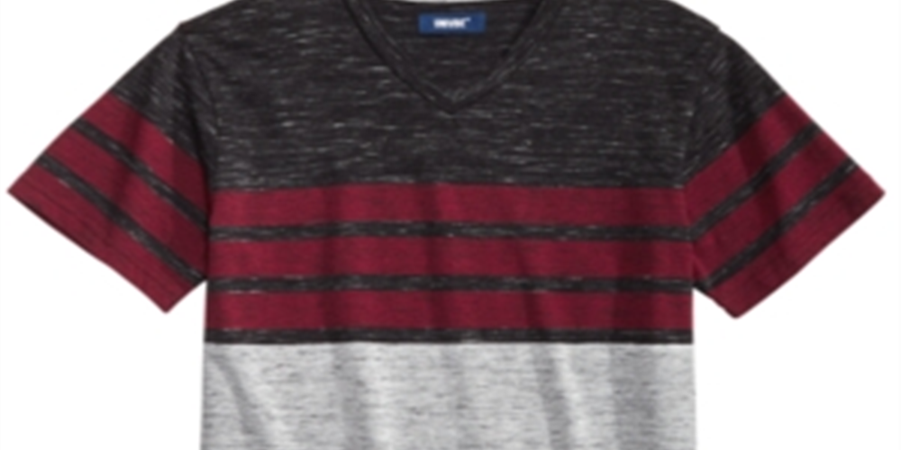 Univibe Big Boy's Valle Colorblocked Stripe V Neck T-Shirt Black Size X-Large