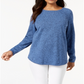 Karen Scott Women's Cotton Curved-Hem Sweater Blue Size Petite S