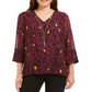 JM Collection Women's Printed Necklace Top Purple Size Large
