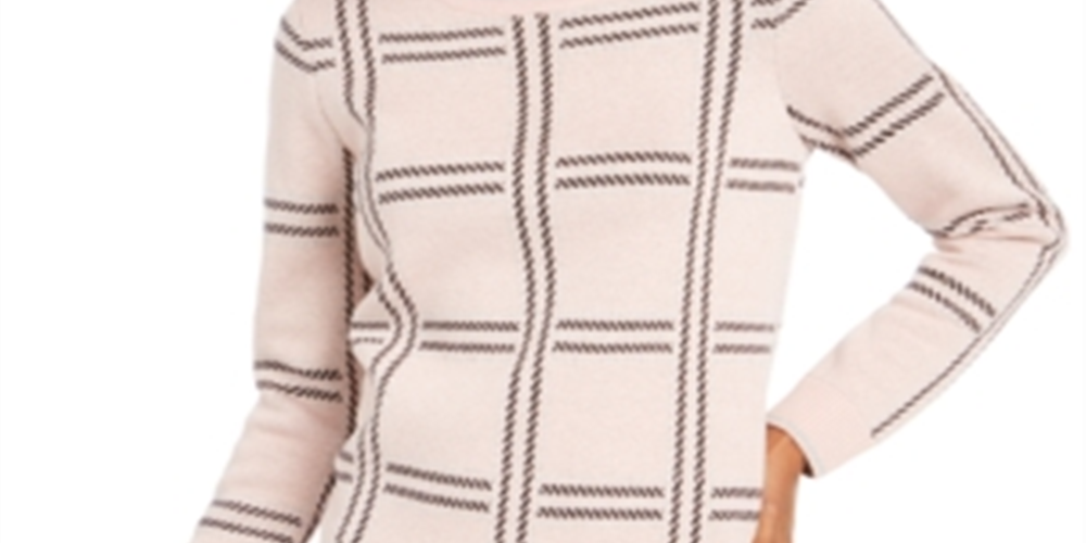 Charter Club Women's Printed Crewneck Sweater Gift Pink Size Medium
