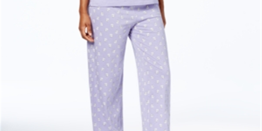 Charter Club Women's Graphic Top & Printed Pants Pajama Set Purple Size 2XL