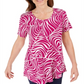 JM Collection Women's Printed Short Sleeve T-Shirt Pink Size X-Small