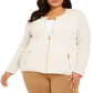 Charter Club Women's Quilted Zip up Sweater Brown Size 3X