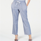 NY Collection Women's Striped Pull on Pants Blue Size Petite Medium