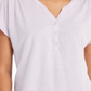Style & Co Women's Dolman Sleeve Henley Linen Blend Top Purple Size Medium