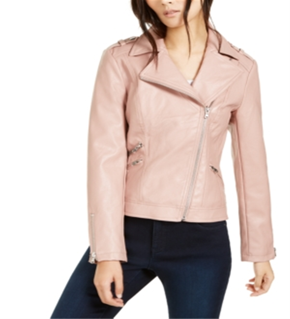 INC International Concepts Women's Motorcycle Coat Pink Size X-Small