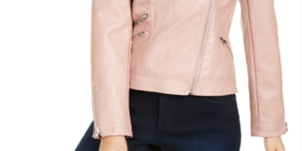 INC International Concepts Women's Motorcycle Coat Pink Size X-Small