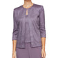 Alex Evenings Women's Textured Twin Set Purple Size Small