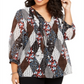 Tommy Hilfiger Women's Patchwork Print Pleated Top Black Size 0X