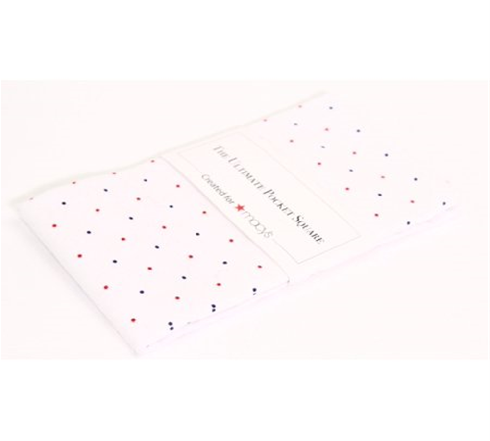 Designer Brand Men's One Wellington Polka Dot Pocket Square White Size Regular