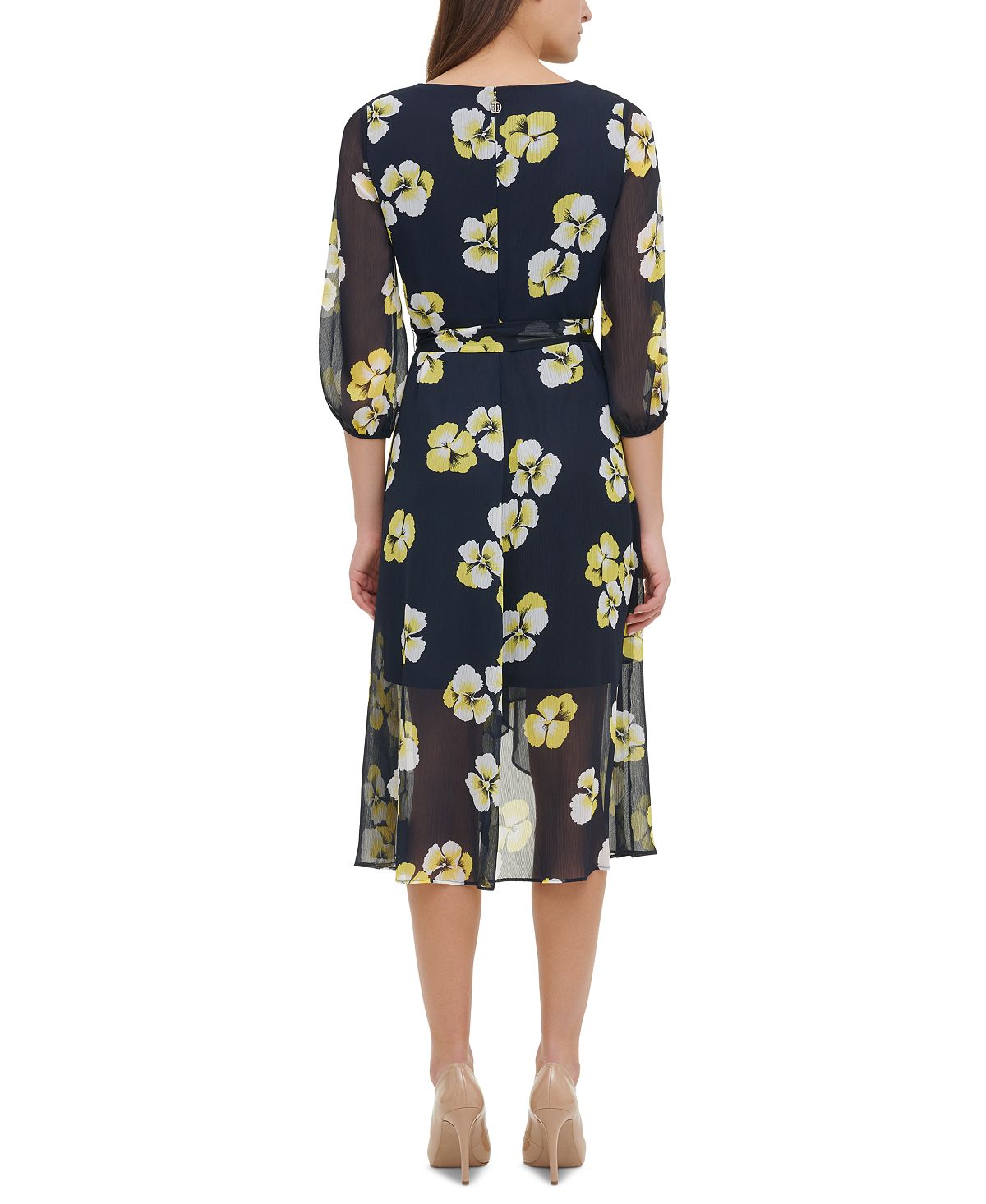 Tommy Hilfiger Women's Petunia Floral MIDI Dress Blue Size 18