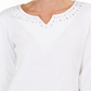 Karen Scott Women's Cotton Studded Split Neck Top White Size XS