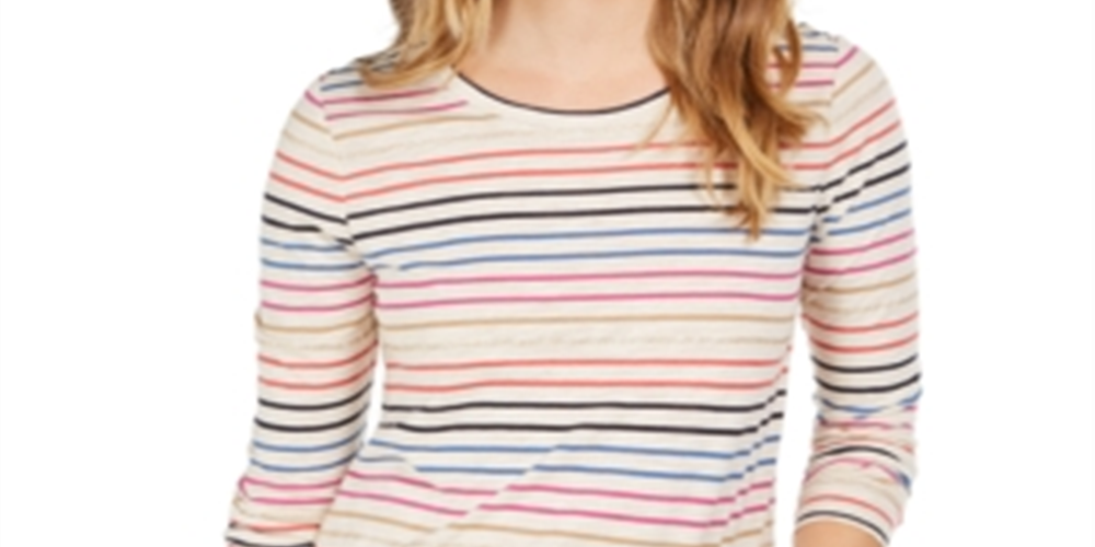 Style & Co Women's Striped Top -Brown Size 2XL